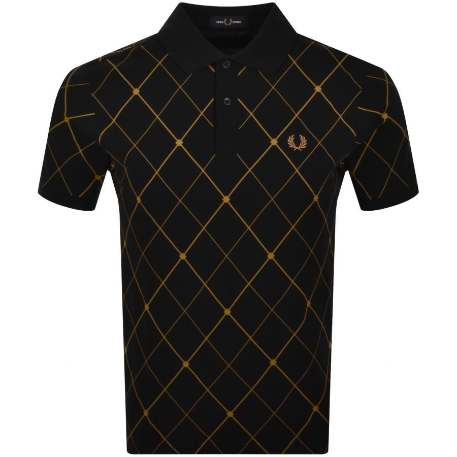 Fred Perry Argyle Print Polo Black | Mainline Menswear us